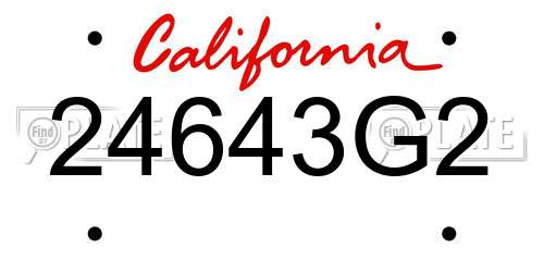 24643G2 California License Plate