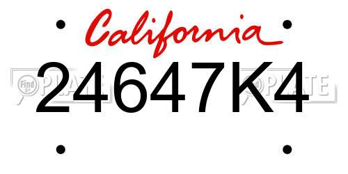 24647K4 California License Plate