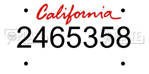 2465358 California License Plate