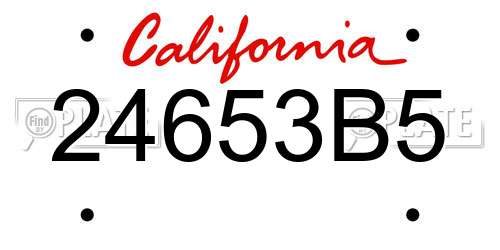 24653B5 California License Plate