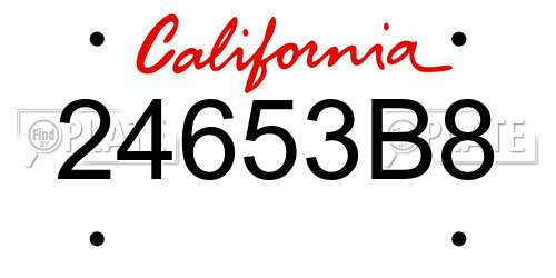 24653B8 California License Plate