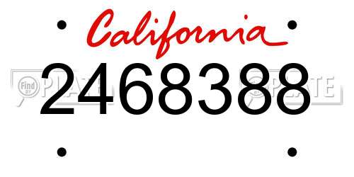 2468388 California License Plate