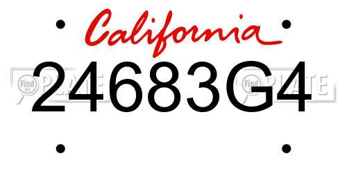 24683G4 California License Plate