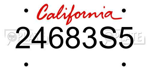 24683S5 California License Plate