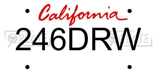 246DRW California License Plate
