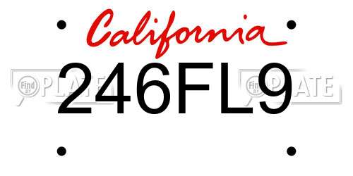246FL9 California License Plate