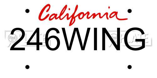 246WING California License Plate