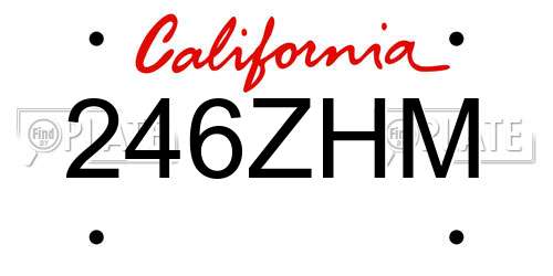 246ZHM California License Plate