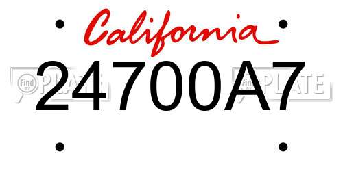 24700A7 California License Plate