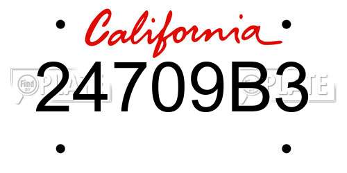 24709B3 California License Plate