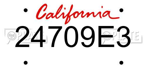 24709E3 California License Plate