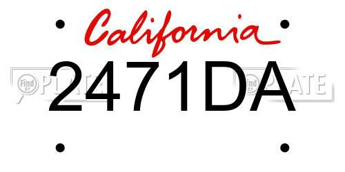 2471DA California License Plate