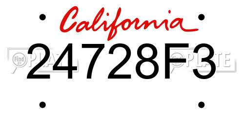 24728F3 California License Plate