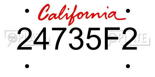 24735F2 California License Plate