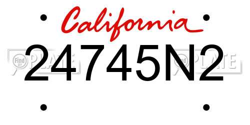 24745N2 California License Plate
