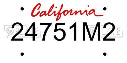 24751M2 California License Plate