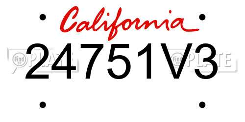 24751V3 California License Plate