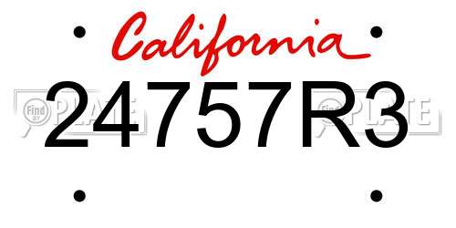 24757R3 California License Plate