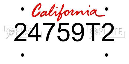 24759T2 California License Plate