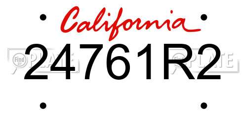 24761R2 California License Plate