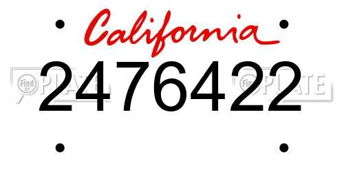 2476422 California License Plate