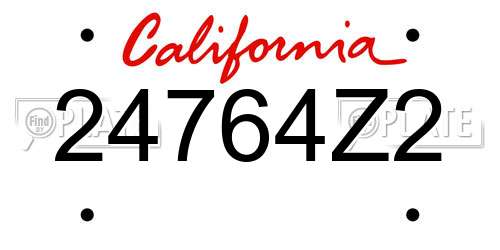 24764Z2 California License Plate