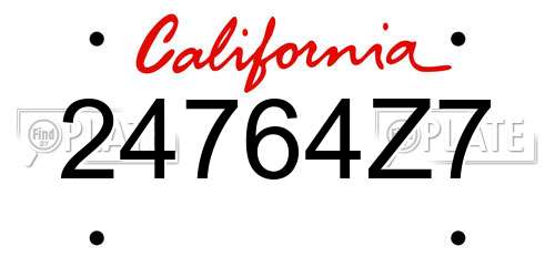 24764Z7 California License Plate
