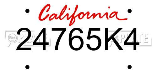24765K4 California License Plate