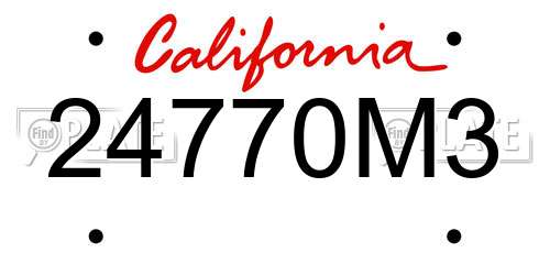 24770M3 California License Plate