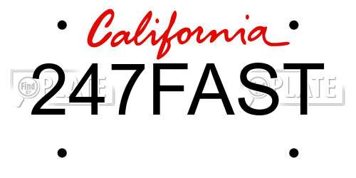 247FAST California License Plate