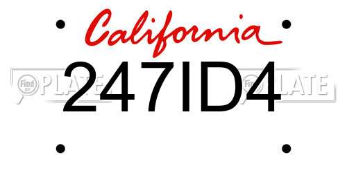 247ID4 California License Plate