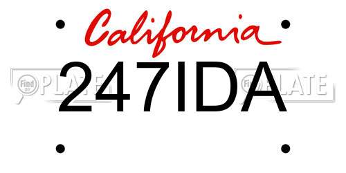 247IDA California License Plate