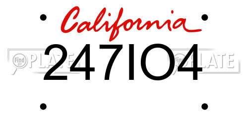 247IO4 California License Plate