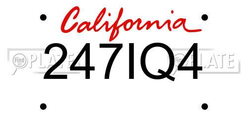 247IQ4 California License Plate