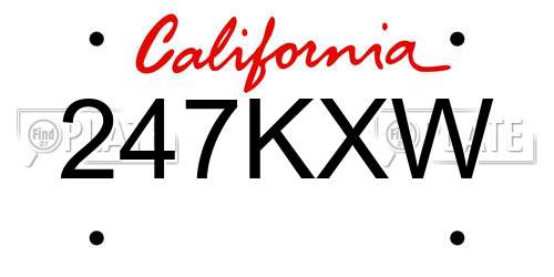 247KXW California License Plate