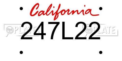 247L22 California License Plate