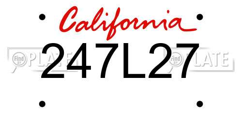 247L27 California License Plate