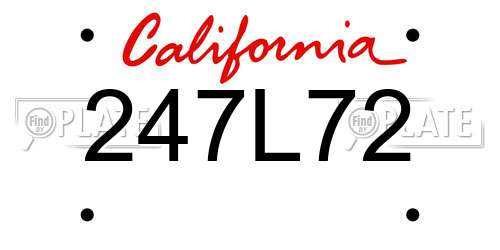 247L72 California License Plate