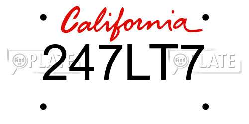 247LT7 California License Plate
