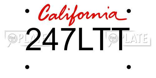 247LTT California License Plate