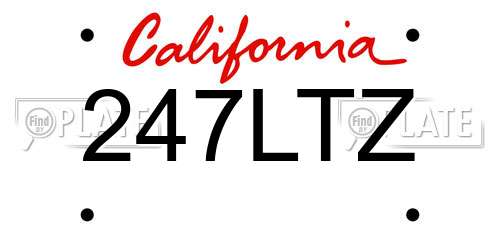 247LTZ California License Plate