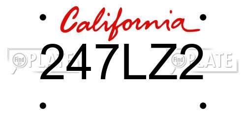 247LZ2 California License Plate