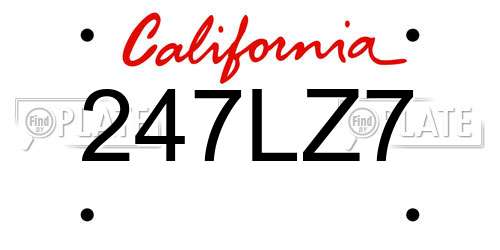 247LZ7 California License Plate