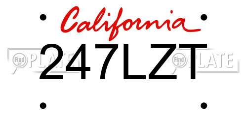 247LZT California License Plate