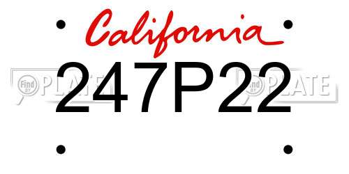 247P22 California License Plate