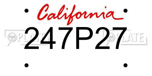 247P27 California License Plate