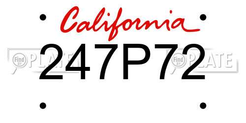 247P72 California License Plate