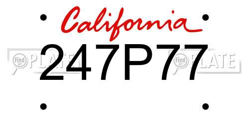 247P77 California License Plate