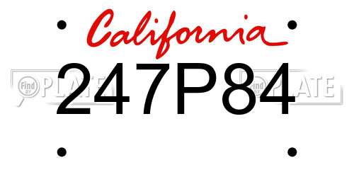 247P84 California License Plate
