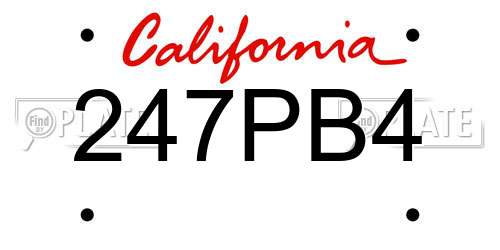 247PB4 California License Plate